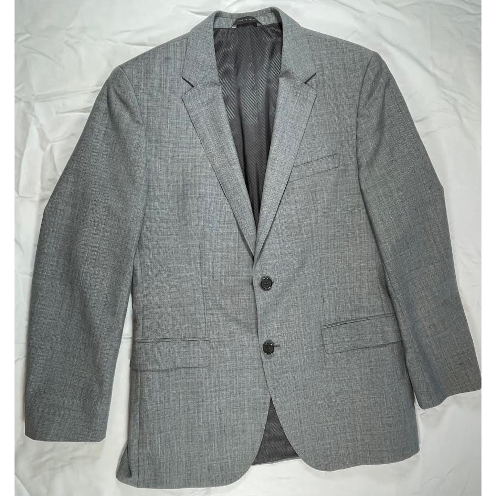 Hugo Boss Men's Sport Coat Blazer Two Button Gray Plaid 42R (See Measurements)